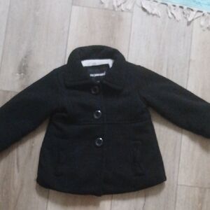 Me Jane Mini Black Girls Peacoat with Front Buttons